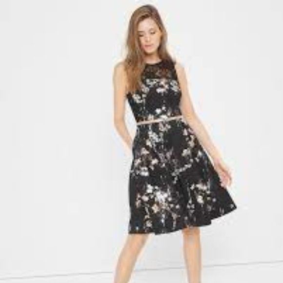 White House Black Market Dresses & Skirts - WHBM Floral-Print Fit-And-Flare Dress